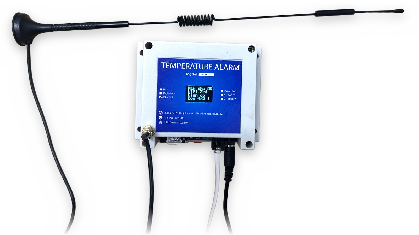 Temperature SMS Alarm và ăng-ten 4G đế nam châm